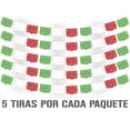thumbnail image 1 of Papel picado | Guirnaldas | enramado | 5 tiras de 5 metros | diseño de destellos tricolor con colores vibrantes | colores verde, blanco y rojo | decoración de papel picado (Plástico), 1 of 6