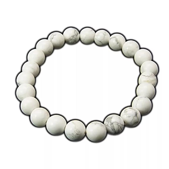 Natural Gemstone Stretchy Bracelets Howlite Elastic Cord White 2"(5.2cm) P524