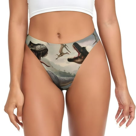 Sigee Forest Park Dinosaur for Women s G-String Panty  Low Rise  Soft Lace Perfect for Everyday Wear or Special Occasions-3X-Large