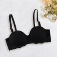 thumbnail image 4 of Women Bra Soft Comfortable Underwear Ladies Seamless Push-Up Bra with Four Rows Buckles Everyday Wear Blue Size A, 4 of 13