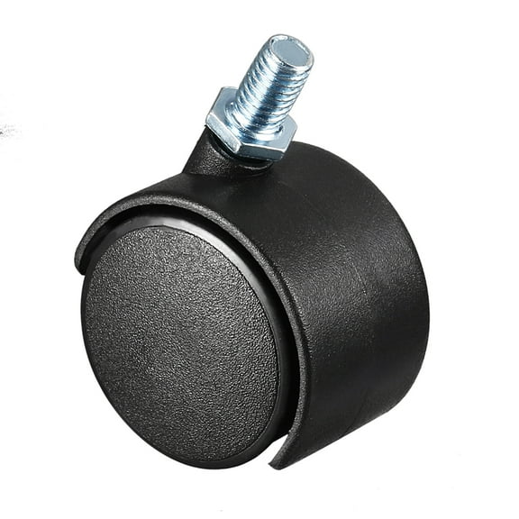 Unique Bargains 1.5 Inch Office Chair Casters Nylon Twin Wheel Threaded Stem Mount Black 1pcs