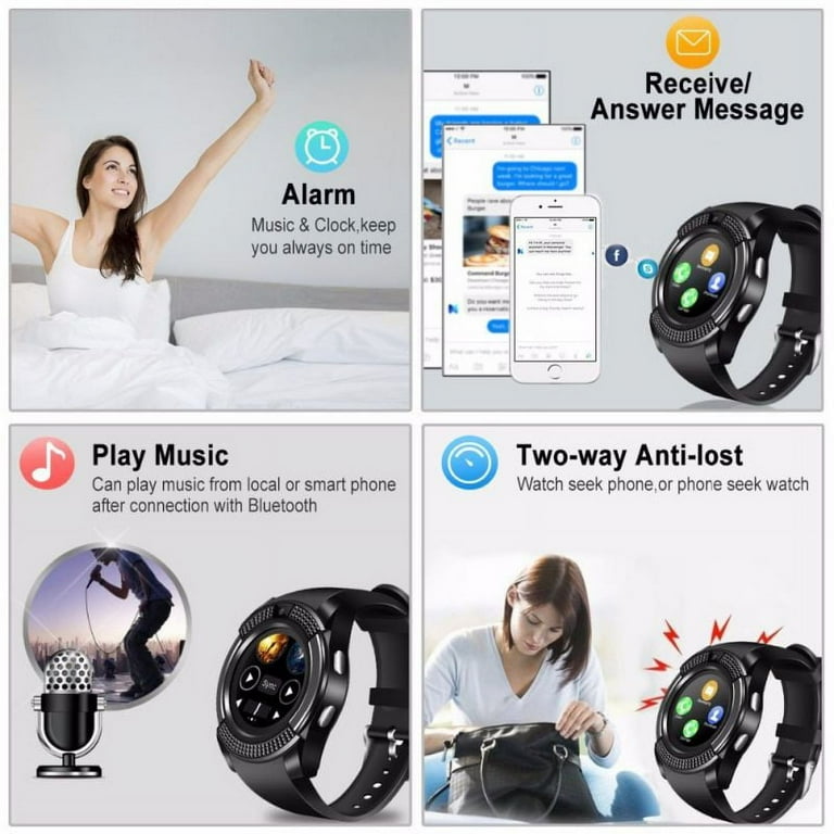Multifunctional Smart Watch For Women Men With Music Player Cell Phone Watch With Slot For SIM Card Walmart
