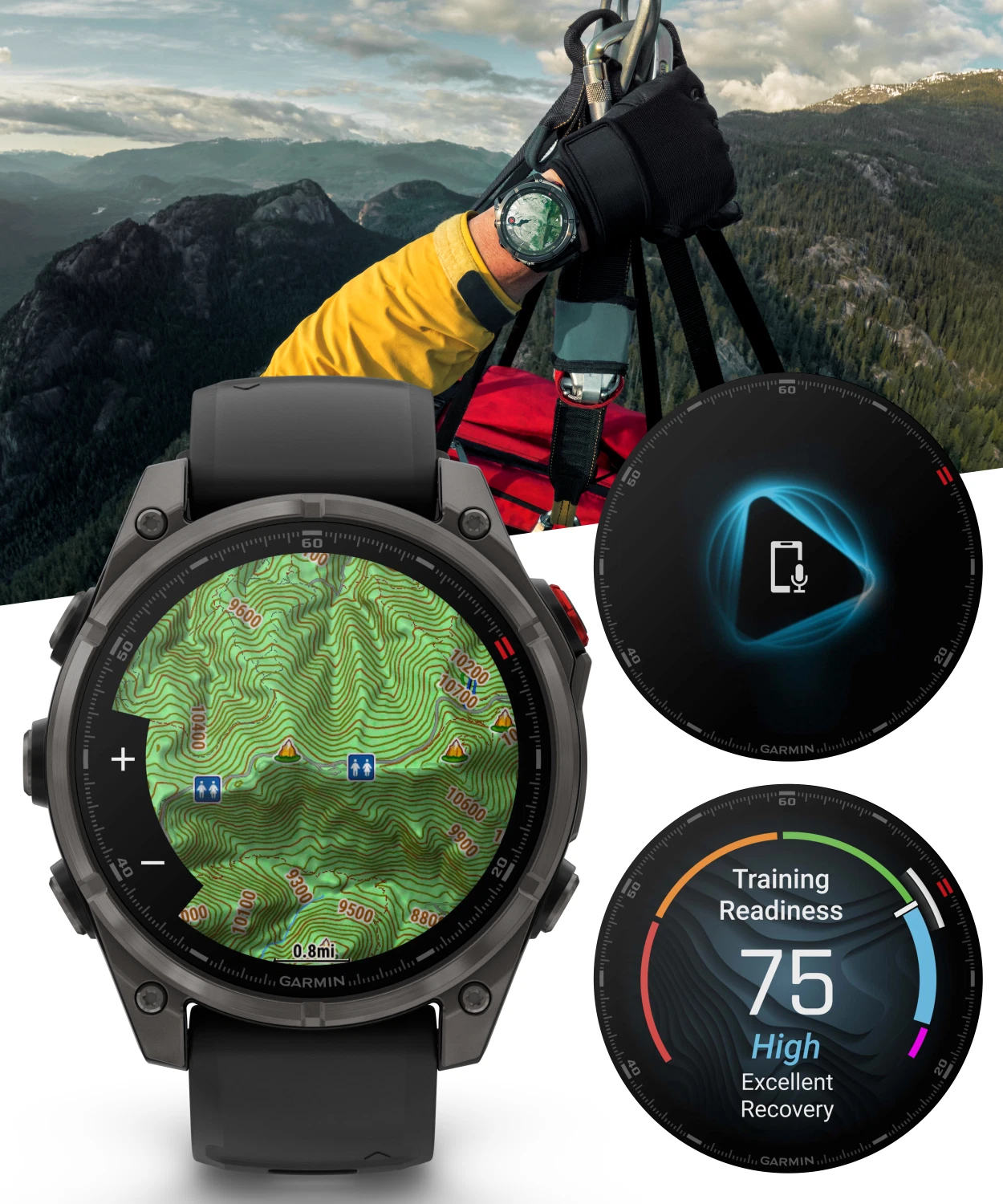 Garmin Fenix 8 Pro 47mm AMOLED Sapphire Premium Connected Multisport GPS Smartwatch, inReach, Carbon Gray DLC Titanium & Black/Pebble Gray Silicone Band w/ Wearable4U Black Earbuds Bundle