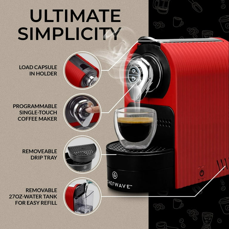 beanglass Espresso Pod Machine for Home, Compact Capsule Coffee Maker for  Nespresso Original Pods, 20 Bar High Pressure Pump, Removable Water Tank