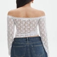 thumbnail image 3 of Lace Crop Tops for Women with Long Sleeves and Off-Shoulder Design, 3 of 4