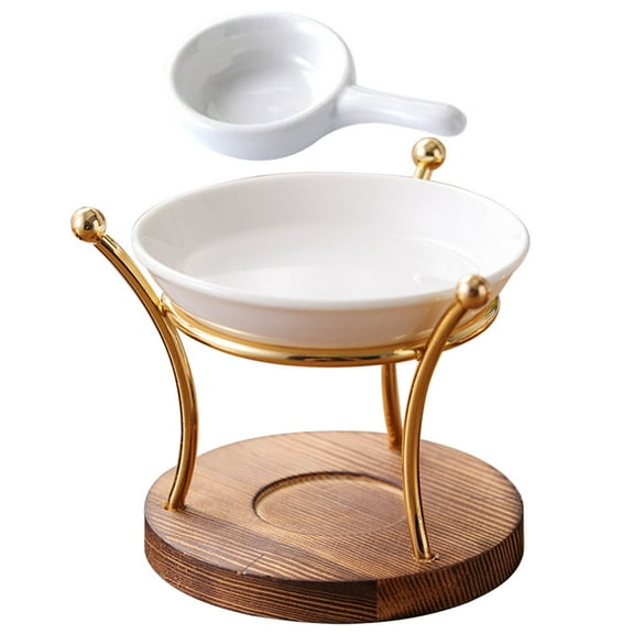 OATIPHO 1Set Vintage Style Ceramic and Wood Tealight Wax Warmer for Home Decor