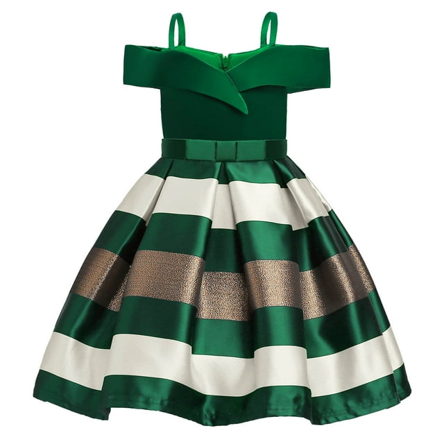 Ketyyh-chn99 Robes d'Été pour Filles Robes de Plage Sans Manches Imprimé Floral Princesse Filles Décontracté Manches Longues Robe Courte Vert,3-4 Ans
