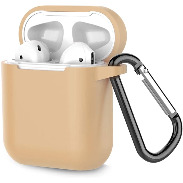 Coffea Protective Silicone Case with Keychain for AirPods 1 & 2 (Front LED Not Visible) (Khaki)