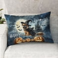 thumbnail image 2 of Happy Halloween Brussels Griffon Witch Pumpkins Bats Quilt Pillowcase Griff Dog Lover Throw Pillow Cover Bed Home Decor - 13012, 2 of 5