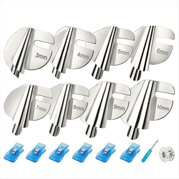 Juego de Prensatelas para Dobladillo Enrollado Costura Universal Mejorado Pie Prensatelas para Dobladillo Enrollado de 8 TamañOs (3-10 Mm) Pie para Dobladillo Enrollado de