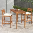 thumbnail image 4 of Gymax 3 Piece Outdoor Bar Set Patio Eucalyptus Wood Bar Height Table & Barstools, 4 of 9