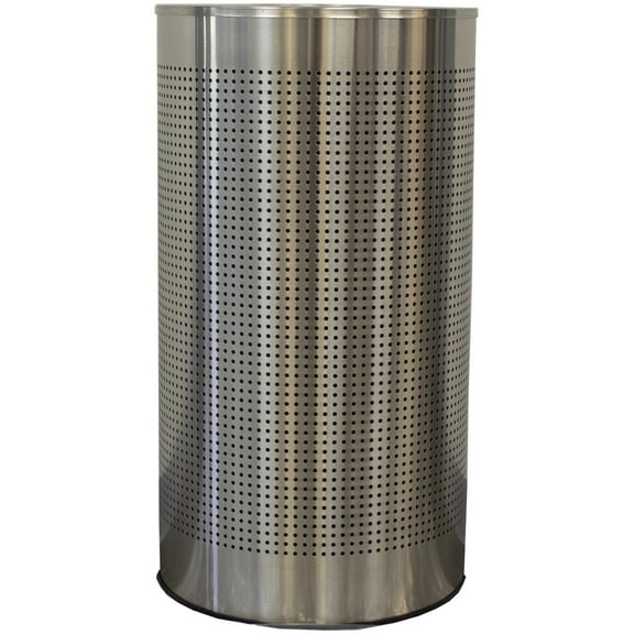 Witt Industries CLHR12-SS Half Round Waste Receptacle with Perforated Holes, Rigid Plastic Liner, Brushed Stainless Steel
