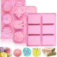thumbnail image 1 of 3 Pack Silicone Soap Molds,Flowers&Rectangular shape Soap Mold for Soap Making,Great for Handmade Soaps,Lotion Bars,Chocolate,Moon Cake, 1 of 7
