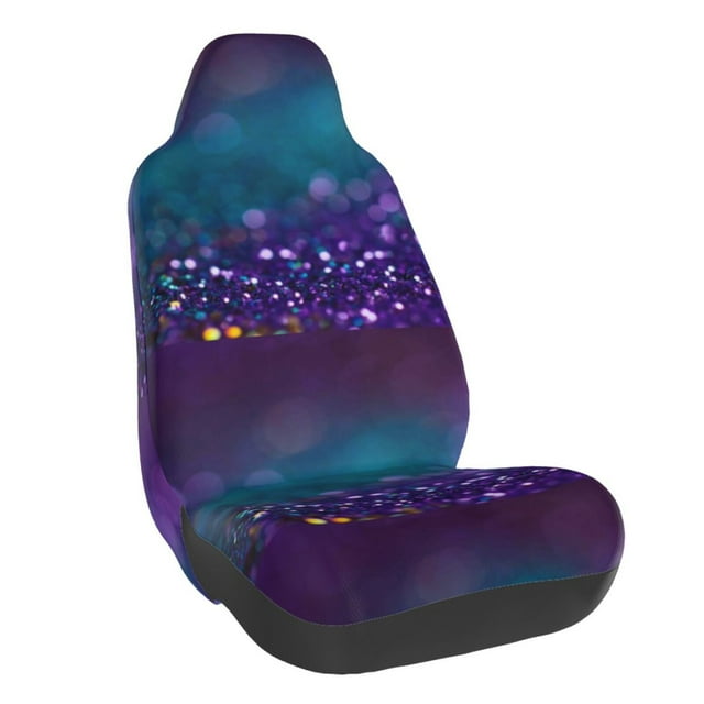 Wukai Purple and Green Glitter Full Set Car Seat Covers with Soft Padding Universal Auto Front Seats Protector and Cushion Mat