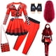 thumbnail image 2 of Disfraz infantil de The Rise of Red para niñas, disfraz de D-Descendants Red Cosplay, disfraz infantil de fantasía para Halloween, peluca, vestido de fiesta elegante, 2 of 5