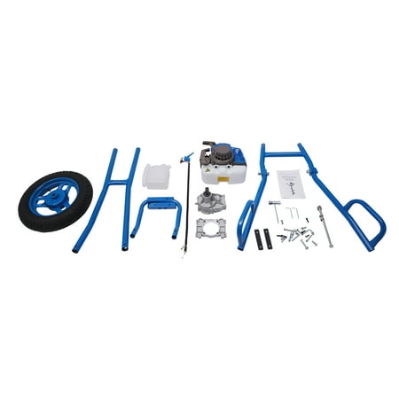 Miumaeov 63CC 3HP Gas Powered Post Hole Digger with Wheel, Movable Earth Auger Hole Punch Ground Drill Pit Digger with 300mm Drill Bit for Earth Burrowing Drilling Post Hole Digging (Blue)