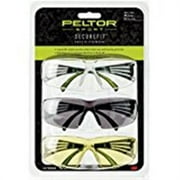 3M Peltor SF4003PK6 Sport SecureFit 400 Shooting/Sporting Glasses Black/Green Frame Gray/Amber/Clear Polycarbonate Lens 3Pack