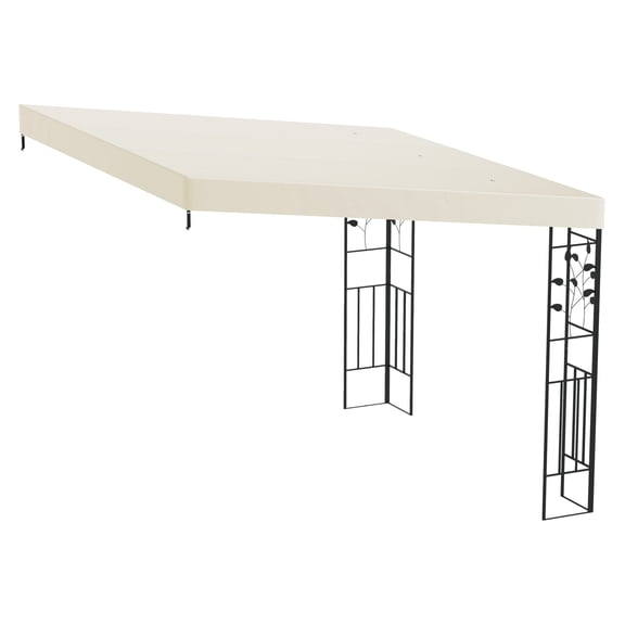 10x10 Outdoor Pergola Canopy, Metal Patio Gazebo w/ Drainage, Cream White