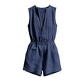 thumbnail image 6 of Purcolt Women's Summer Half Zip Sleeveless Short Rompers Cotton Casual One Piece Jumpsuit with Pockets, 6 of 6