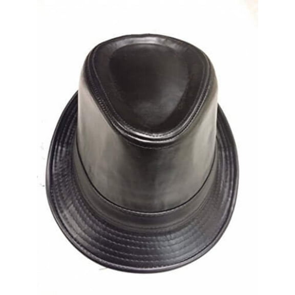 Fedora Hat Men's Indented Crown Gangster Style Brim (XL, BLACK)