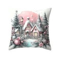thumbnail image 2 of Neoyler Christmas Pillow Cover Christmas Decorations Soft Breathable Cotton Fabric Hidden Zipper Machine Washable Cozy Festive Throw Accent for Sofa Living Room Bedroom Pink 17.7x17.7in, 2 of 6