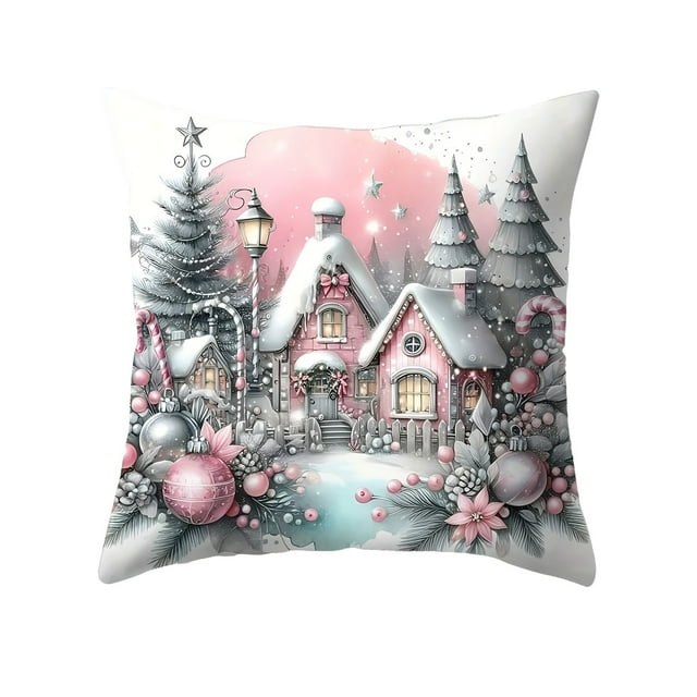 Mom's Best Funda de almohada decorativa navideña, bonita funda de cojín con forma de muñeco de nieve de invierno, funda de cojín realista para sofá rosa, decoración navideña para Año Nuevo.