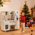 thumbnail image 5 of TLSUNNY Toddlers Play Kitchen, Kids Wooden Kitchen Playset, w/ Realistic Lights and Sounds, Fridge, Stove, Phone & Clock, Cooking Toy for Boys/Girls, 5 of 7