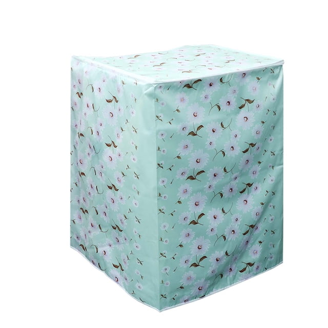 MasteelfCA 55×58×87cm Fully Automatic Washing Machine Cover Polyester Satin Cloth Waterproof Washing Machine Case Protector (Pink-white with Green)
