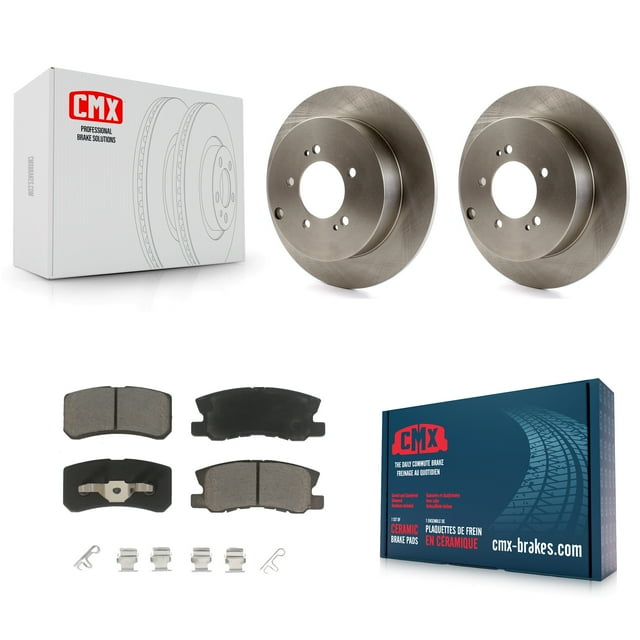 CMX Rear Disc Brake Rotors and Ceramic Pads Kit for Car Mitsubishi Lancer Outlander K8C-102015