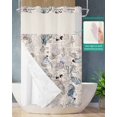 thumbnail image 2 of No Hook Shower Curtain with Snap in Liner, Summer Vintage Starfish Seahorse Seashell Seaweed Hotel Shower Curtains for Bathroom, Washable Shower Curtain Liner Set with Mesh Top Window, 36"x72", 2 of 6