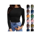 thumbnail image 6 of pstuiky Women's Long Sleeve Shirts for Women Knit Slim Fitted Crewneck Casual Basic Top Dressy T-Shirt for Fall Outfits Going out Tops, 6 of 6