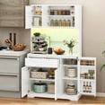 thumbnail image 6 of Uforic 70.9" Kitchen Pantry Cabinet with LED Lights & Power Outlets, Pantry Storage Cabinet, White, 6 of 8
