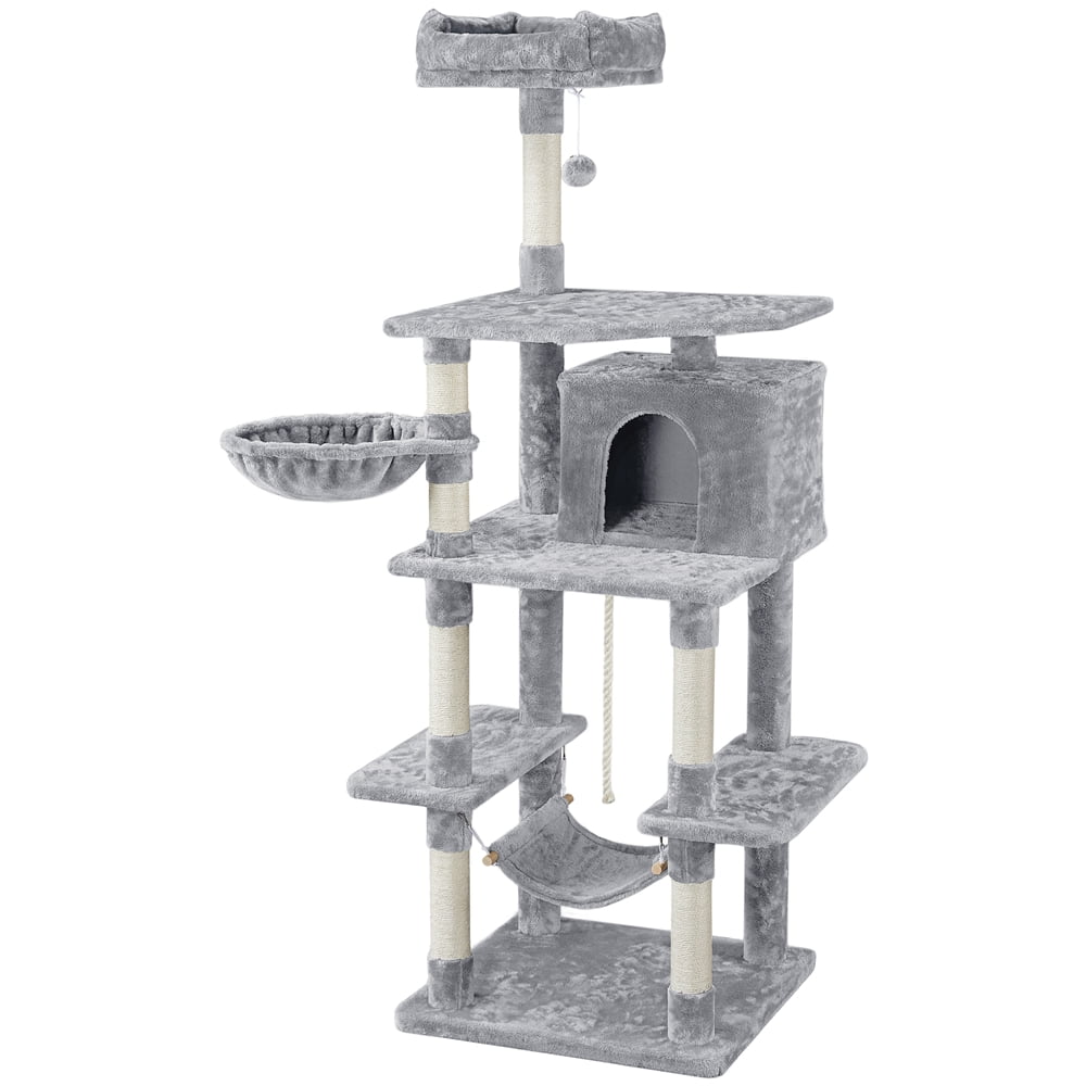 SmileMart 69.5" Cat Tree with Condo and Scratching Post Tower, Light