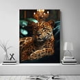 thumbnail image 2 of Mudket Leopard on Black Leather Sofa Canvas Wall Art, Luxury Leopard Print Decor Framed Ready to Hang for Living Room Man Cave - 12"L x 8"W, 2 of 10