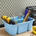 thumbnail image 5 of Multi Compartment Portable Plastic Divided Storage Tote with Handle, Sturdy Multipurpose Organizer Bin for Bathroom Cosmetic Kitchen Household Tool Craft Supplies Organization, Blue, 5 of 7