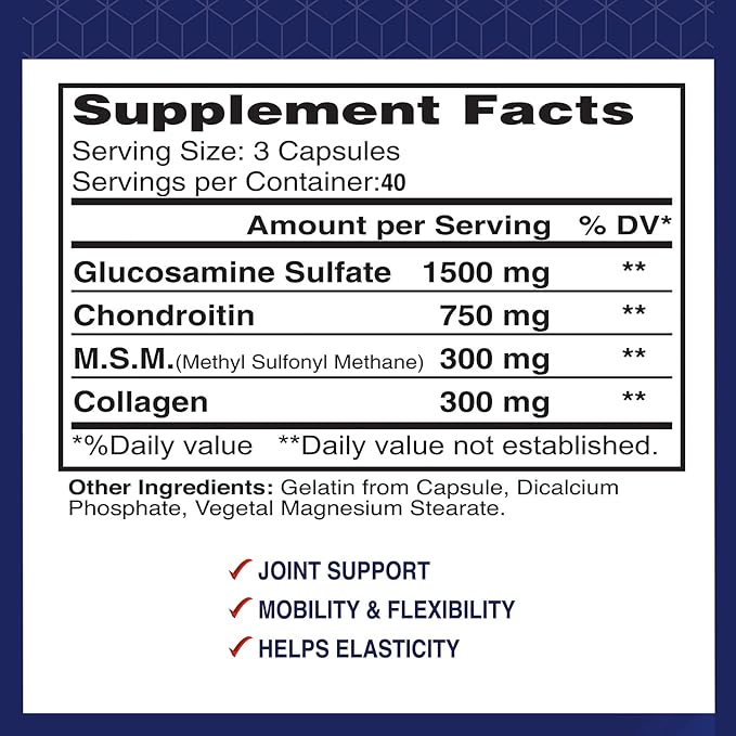 ALFLEXIL Premium Glucosamine & Chondroitin Nutritional Supplement - 120 Capsules 2 Pack