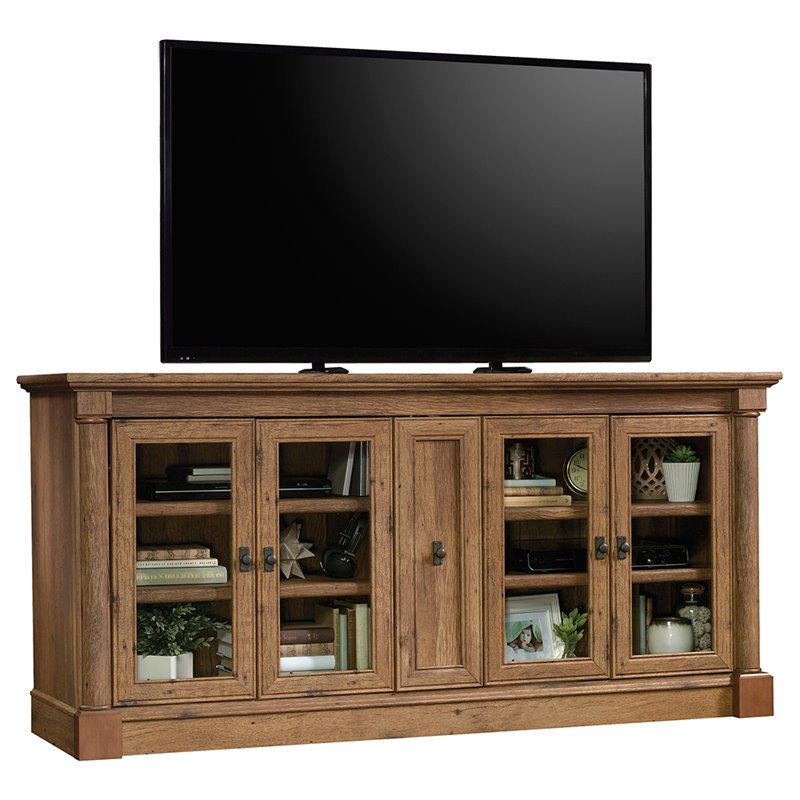 Pemberly Row Wooden Entertainment Credenza, TV Stand with 4 Door Storage, For TVs up to 70", in