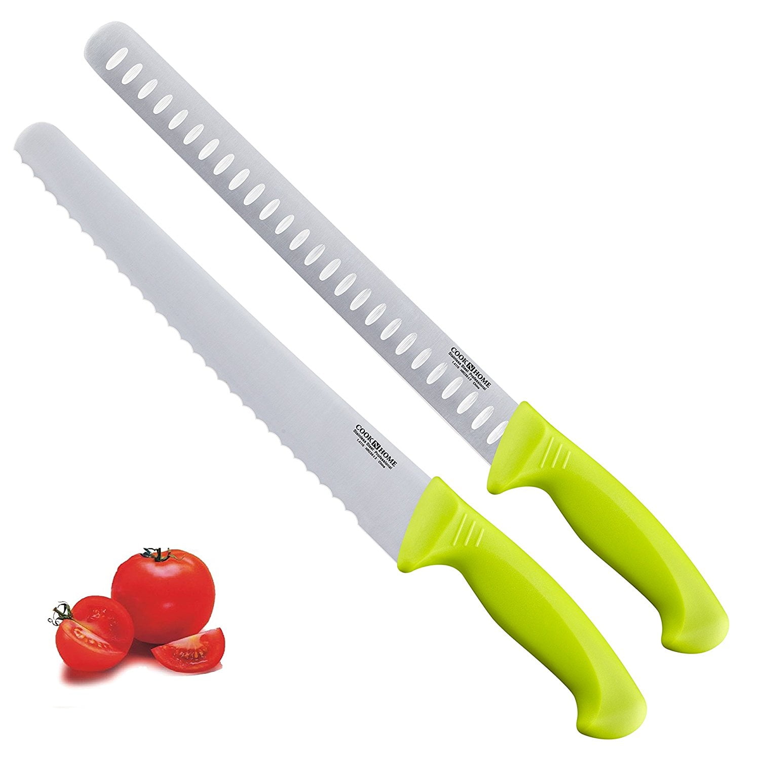 Cook N Home 10" Wavy Serrated Bread Knife and 11" Granton Edge Meat Fish Knife... by Neway International Inc