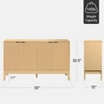 thumbnail image 3 of 55-Inch Modern 4-Door Sideboard Storage Cabinet with Reed Panels, Natural Finish, 3 of 7