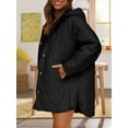 thumbnail image 5 of Women Long Diamond Quilted Hooded Jacket,Fashion Winter Coat Oversized Baggy, Warm Long Sleeve Jackets Black S, 5 of 7