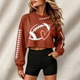 thumbnail image 6 of Cropped Sweatshirts for Women Football Mom Shirts Tunic Tops Baggy Plain Summer Must Haves Hiking Football Season Shirts Basic Tee Pullover Sweaters Loose Fit Long Sleeve Work Office Shirt Orange, 6 of 8