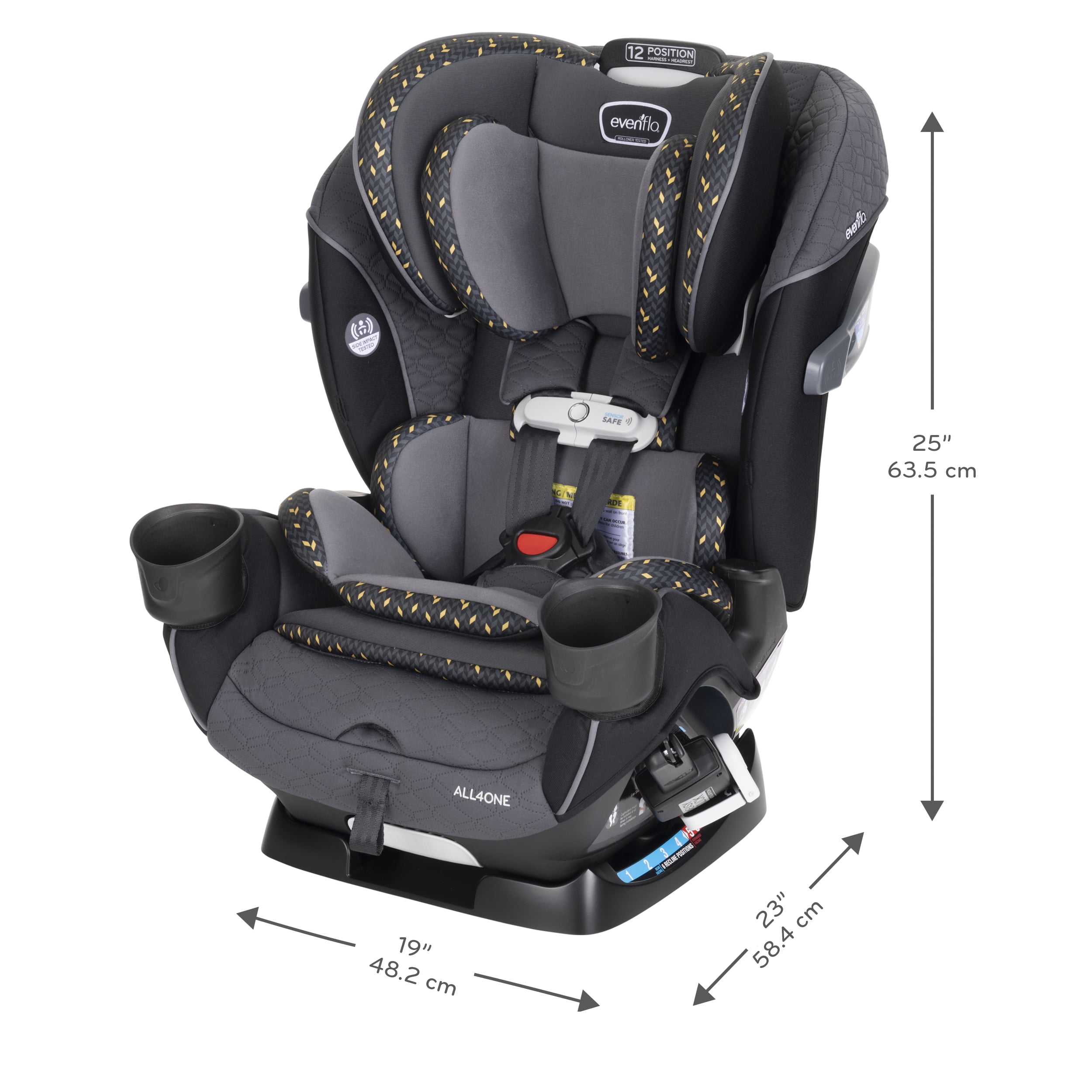 Evenflo All4One All-In-One Convertible Car Seat with SensorSafe (Knight Gold)