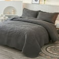 thumbnail image 3 of MarCielo  3 Piece Cotton Oversized Bedspread Quilt Set Tmonica Heather Grey - Queen, 3 of 6
