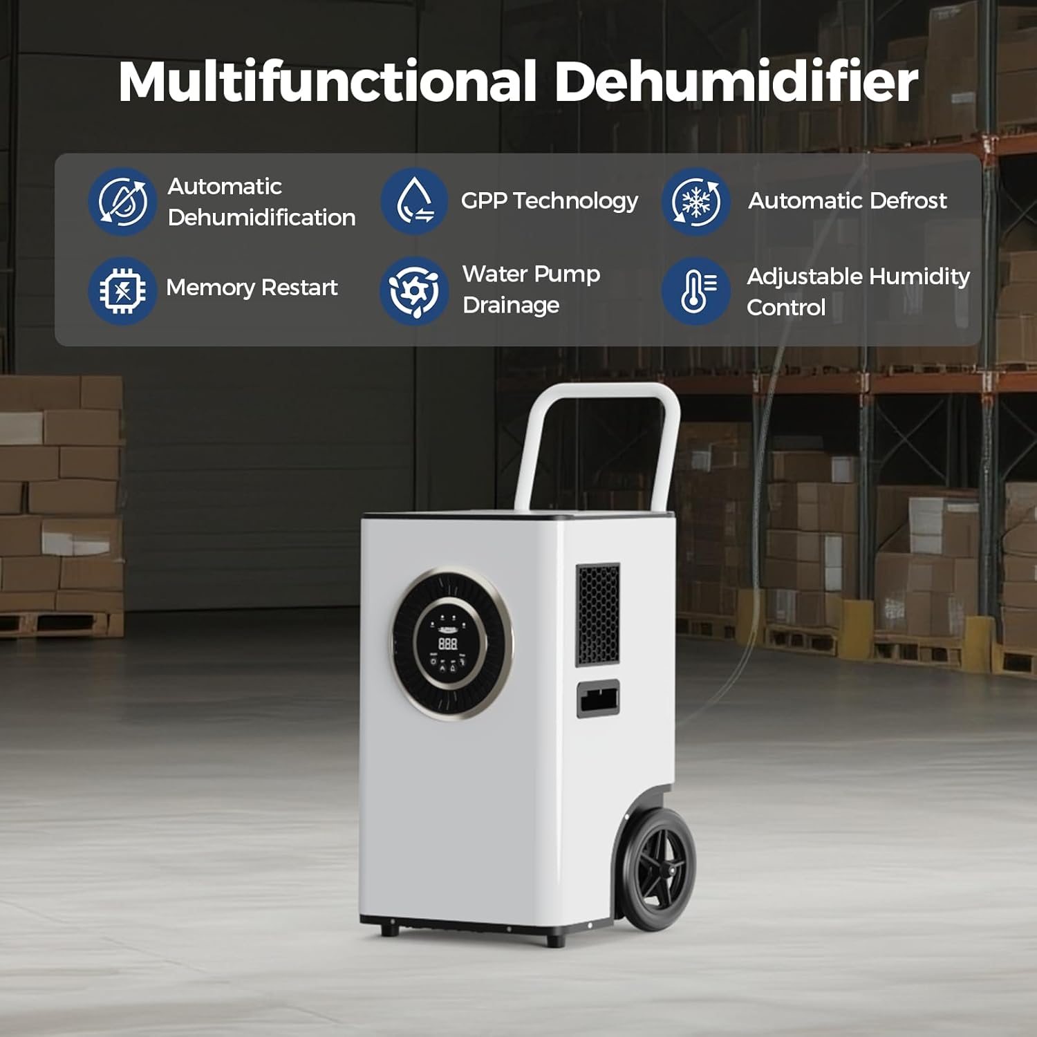 ALORAIR 110PPD Commercial Dehumidifier with Pump & Drain Hose, SLGR Tech Dehumidifiers for Large Room, Basement, Warehouse Water Damage Restoration, Industrial Space to 1,300 Sq.Ft, 5 Years Limited