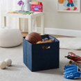 thumbnail image 2 of Linon Lane Pack de Deux Bacs de Rangement en Tissu Bleu Marine, 2 of 15