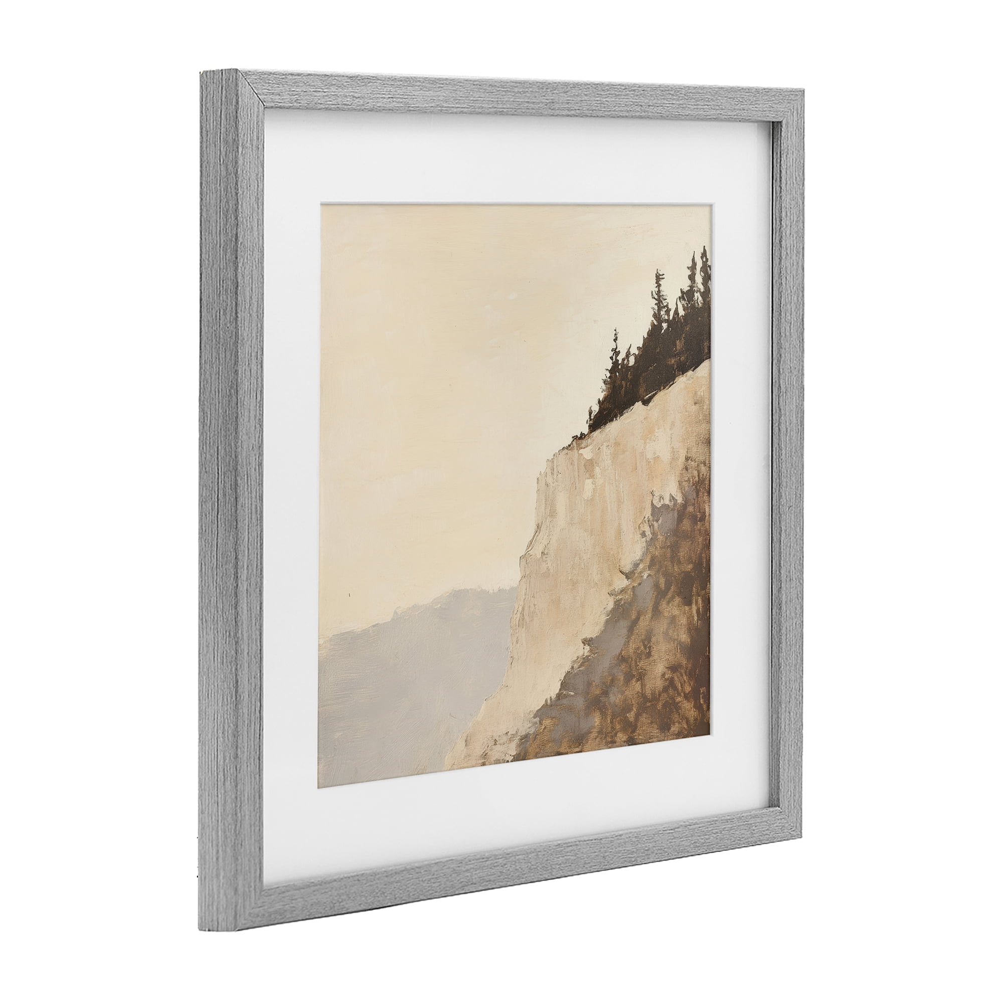 Stupell Industries Serene Cliffside Vista Gray Framed Print Under Glass, design by Petal Prints Design