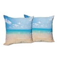 thumbnail image 6 of Ambesonne Nature Throw Pillow Cover 2 Pack, Tropical Sea Coast Sky, 18", Cream Blue, 6 of 6