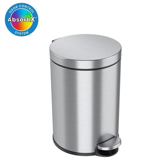 iTouchless SoftStep Round Stainless Steel Step Trash Can with Hinged Lid 3.17 Gallon (IP03RSS)