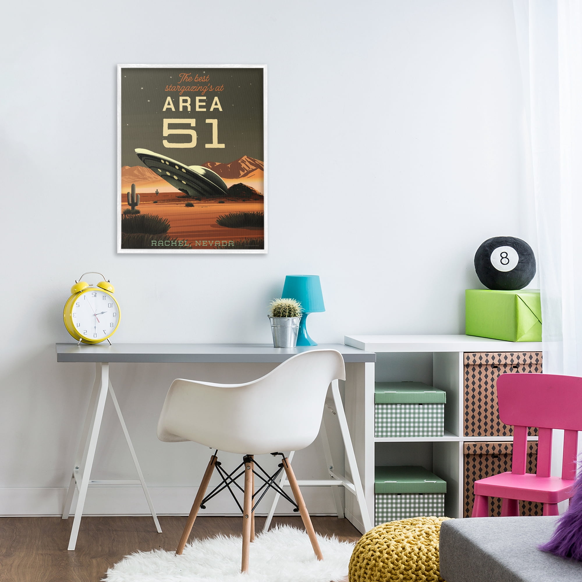 Stupell Industries Stargazing Area 51 White Framed Giclee Art, design by Omar Escalante