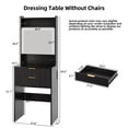 thumbnail image 6 of UGTOO 3-in-1 Foldable Vanity Desk with LED Lights & Charging Station, Black Makeup Table with Mirror, 2 Drawers Space-Saving Dressing Table for Small Bedrooms (21.6"L), 6 of 12
